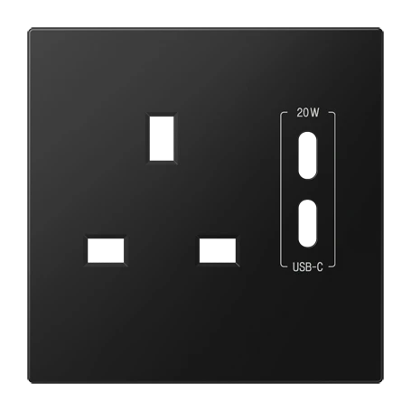 Centre plate for socket insert 521 G-CC20, thermoplastic lacquered, matt graphite black 