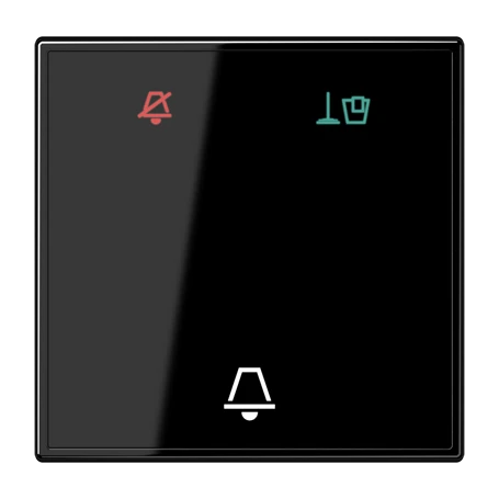 Hotel rocker (glass), corridor unit 1-gang, symbols "Do not disturb", "Make up room" and "bell", KO6, black