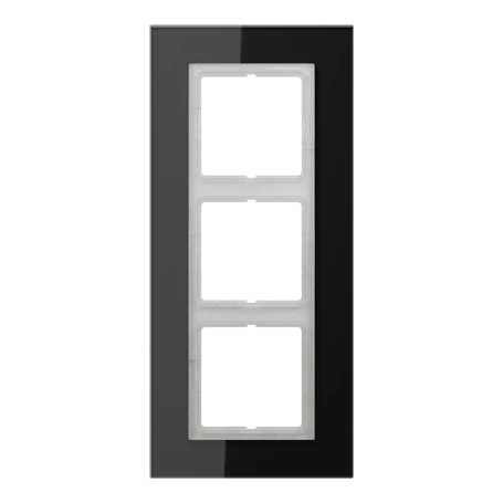 Glass frame 3-gang, black