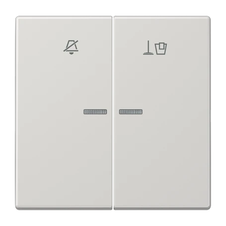 Hotel rocker, room unit 2-gang, symbols "Do not disturb" and "Make up room", with lens, light grey