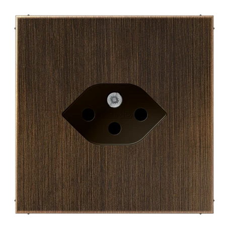 Einfach-Steckdose, Schweizer Norm, Typ 13, Messing antik