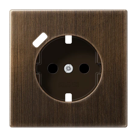 Zentralplatte für SCHUKO®-Steckdoseneinsatz mit USB-Ladegerät, Safety Plus, Messing antik