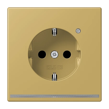 Enchufe SCHUKO® con luz de orientación LED, Safety Plus, termoplástico lacado, latón classic