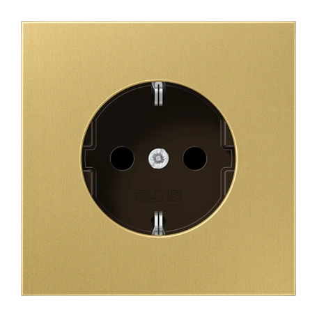 SCHUKO® socket, screw terminals, Safety Plus, classic brass