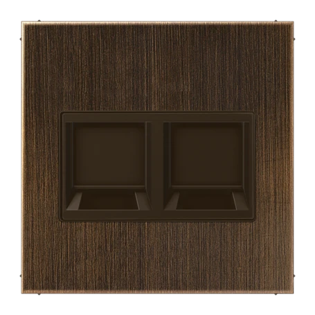Afdekking (klikbevestiging) voor modular jack, 2-voudig, EMT, AMP, MTRJ, Messing antiek