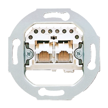 Modular jack socket, cat. 3, 2 x 8-pole