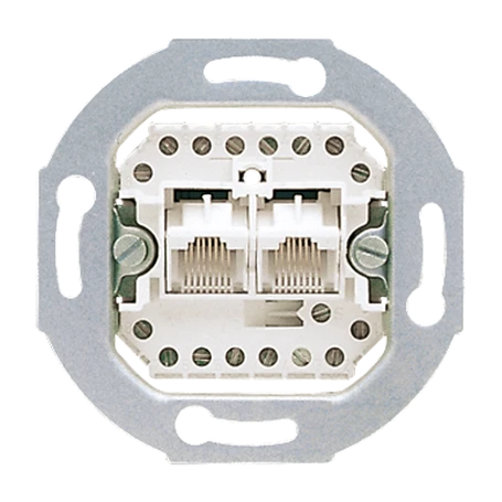 Modular jack socket, cat. 3, 2 x 8-pole