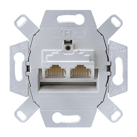 Modular jack socket, cat. 6 / cat. 6A iso, 2 x 8-pole