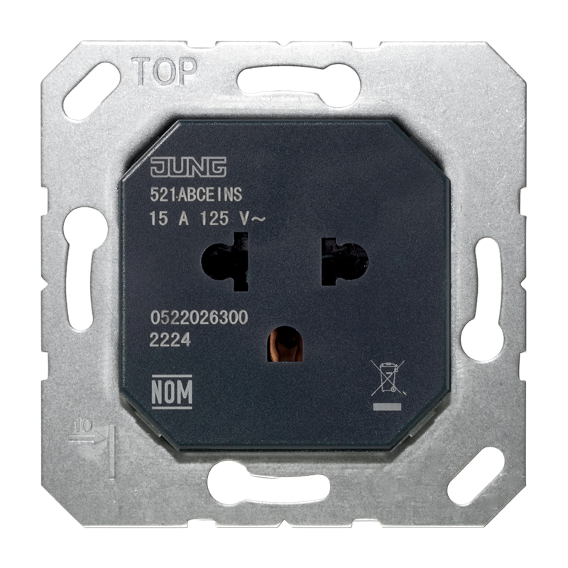 Socket insert EURO-US, screw terminals, with contact protection | 521 ...