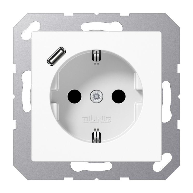 Jung 1 Parte Frutto Presa Schuko Con Coperchio A Cerniera Bianco Alpino Cd1520nbfklww 9987392