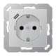 SCHUKO®-Steckdose mit USB-Ladegerät (JUNG Quick Charge®), Safety Plus, Thermoplast lackiert, aluminium