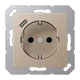 SCHUKO®-Steckdose mit USB-Ladegerät (JUNG Quick Charge®), Safety Plus, Thermoplast lackiert, champagner