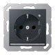 SCHUKO® socket with LED floor pilot light, Safety Plus, thermoplastic lacquered, matt anthracite