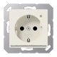 SCHUKO® socket with LED floor pilot light, Safety Plus, thermoplastic, ivory