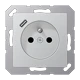 Steckdose, französisch/belgisches System mit USB-Ladegerät (JUNG Quick Charge®), Safety Plus, Thermoplast lackiert, aluminium