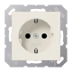 SCHUKO® socket, screw terminals, Safety Plus, duroplastic, ivory