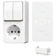 Combinatie wandcontactdoos met randaarde 16 A 250 V ~ met serieschakelaar 10 AX 250 V ~ met bodemplaat en kanaalinvoerstukje K 25, duroplast, AP 600, alpine wit, verticaal