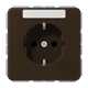 SCHUKO® socket, Safety Plus, with inscription field, thermoplastic, brown