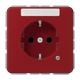 SCHUKO® socket, Safety Plus, with pilot light, with inscription field, thermoplastic, red