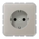 Wandcontactdoos met randaarde, Safety Plus, geanodiseerd aluminium, platina