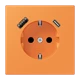 SCHUKO® socket with USB charger, Safety Plus, thermoplastic lacquered, orange clair