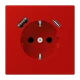 SCHUKO® socket with USB charger, Safety Plus, thermoplastic lacquered, rouge vermillon 31