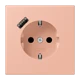 SCHUKO® socket with USB charger, Safety Plus, thermoplastic lacquered, rose clair