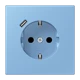 Enchufe SCHUKO® con cargador USB (JUNG Quick Charge®), Safety Plus, termoplástico lacado, bleu céruléen 59