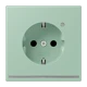 SCHUKO®-Steckdose mit LED-Orientierungslicht, Safety Plus, Duroplast lackiert, vert anglais clair