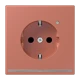SCHUKO®-Steckdose mit LED-Orientierungslicht, Safety Plus, Duroplast lackiert, terre sienne brique