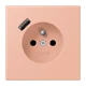 Steckdose, französisch/belgisches System mit USB-Ladegerät (JUNG Quick Charge®), Safety Plus, Thermoplast lackiert, rose clair