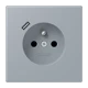 Steckdose, französisch/belgisches System mit USB-Ladegerät (JUNG Quick Charge®), Safety Plus, Thermoplast lackiert, gris clair 59