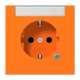 SCHUKO® socket, Safety Plus, with pilot light, with integrated inscription field (protected against spraying water), thermoplastic, orange