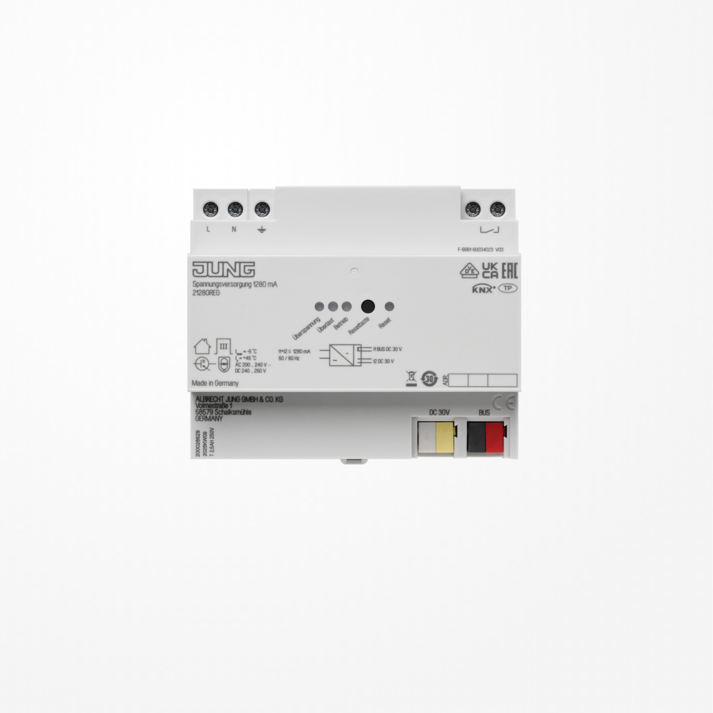 Power supply 1,280 mA, Rail mounting device, 6 rail units 21280 REG
